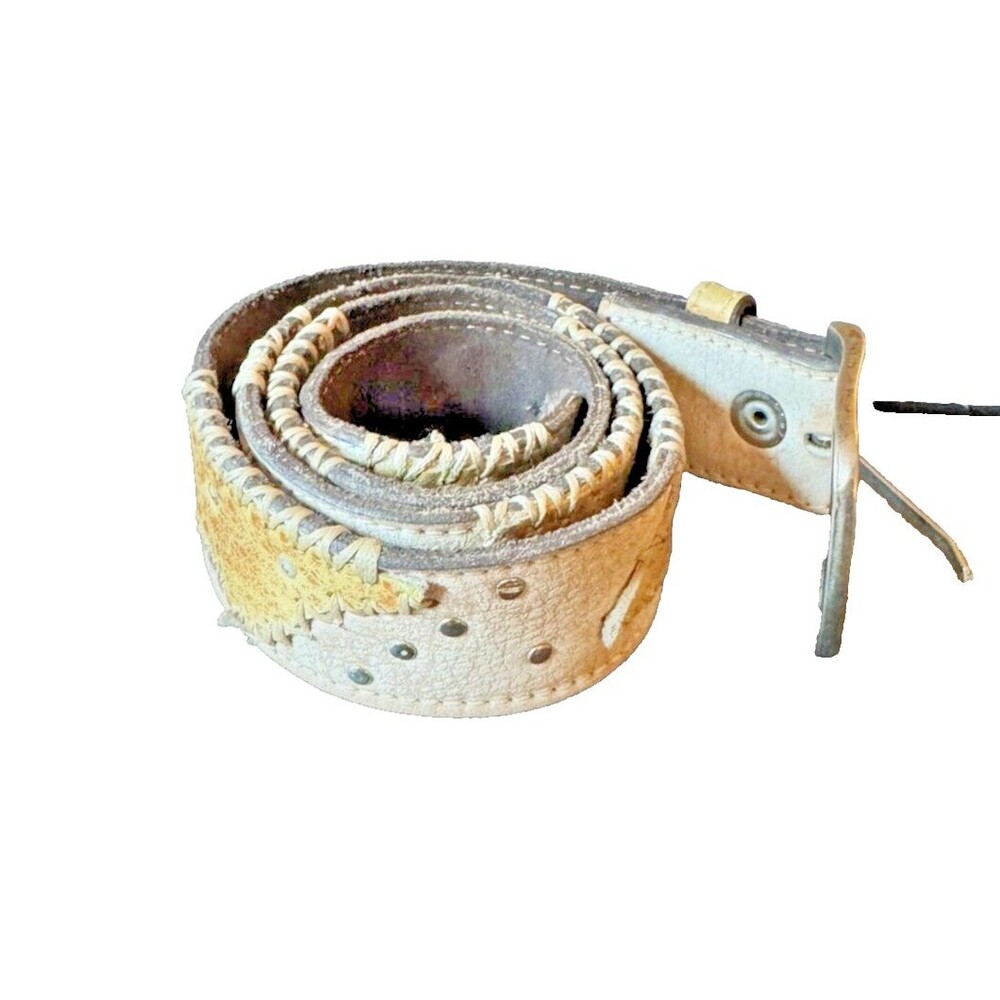 BKE BELT Stitched Rare And Unique Design Size Medium Brown And White
